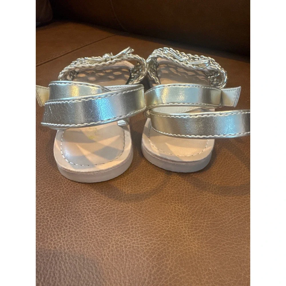 J.Crew Crewcuts Girls Metallic Gold Woven Bow Ankle Strap Sandals K10 BY295